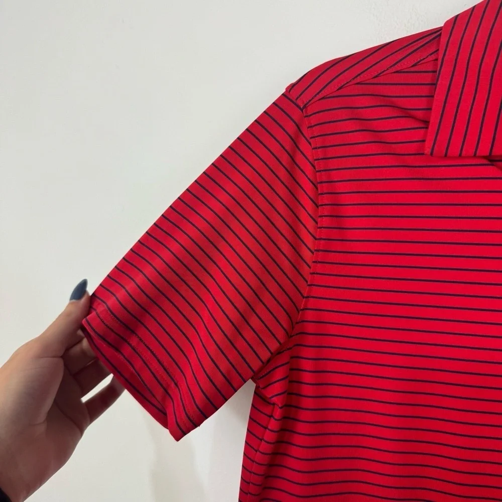 Under Armour Heat Gear Red Striped Short Sleeve Polo Shirt